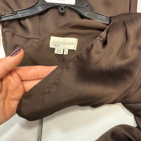 Sachin & Babi  Keely Gown brown one shoulder midi dress Size 0 - Picture 3 of 10